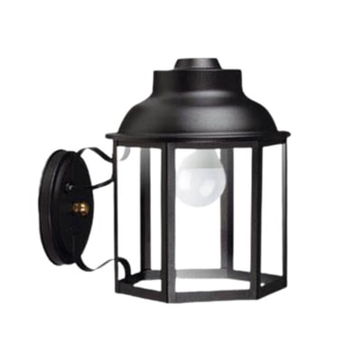 Farol Hexagonal Negro E27 C/ Fijacion Esquinero
