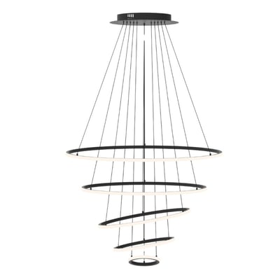 Colgante LED 120W Anillos 3000K Negro 20+40+60+80+100CM