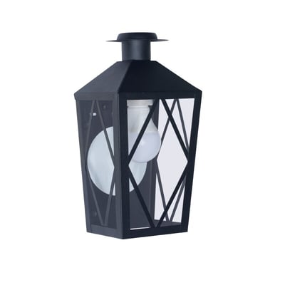 Farol de Pared E27 con Reja y Sombrero Negro