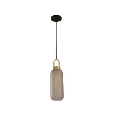 Colgante 1L Tubo Vidrio Negro y Bronce E27