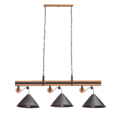 Colgante Celeiro 3L E27 Negro y Madera