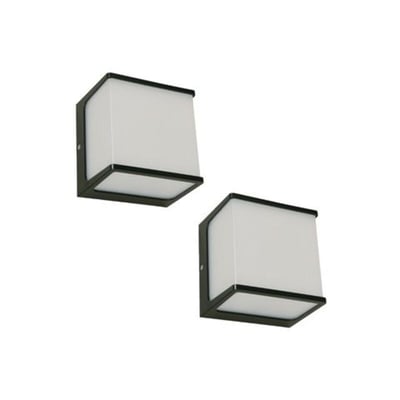 Pack Aplique LED Quadra 8W 4000K 100-240V Negro 2P/ Exterior