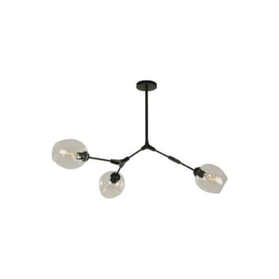 Colgante Orion 3L E27 Negro y Vidrio Transparente