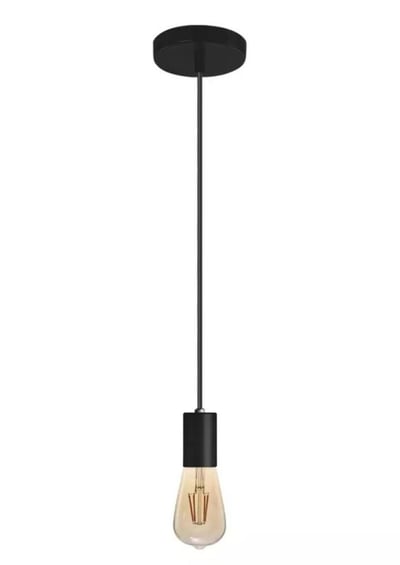 Colgante Vintage Alum Liso Negro E27 1,5MTS