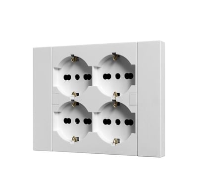 Placa de 4 Tomas Schuko 2P+T Quadra Blanco. MOLVENO