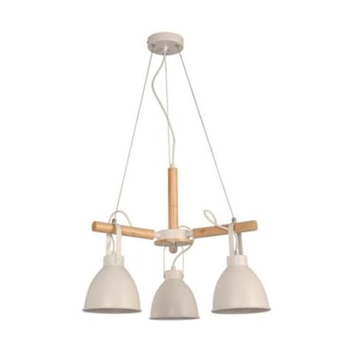 Colgante Madera 3L E27 Blanco