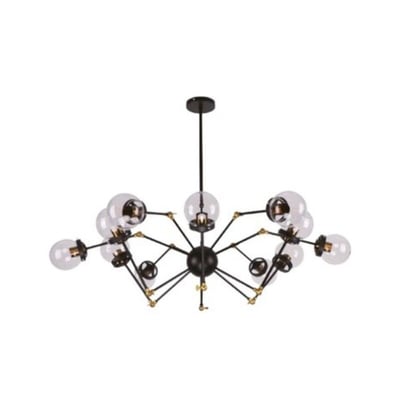 Colgante 12L Articulado Negro y Vidrio E27